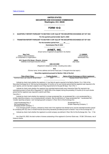 Thumbnail Avnet 10-Q Quarterly Report FY2022 