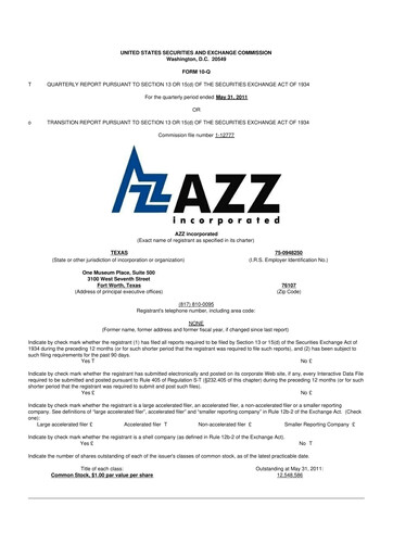 Thumbnail AZZ 10-Q Quarterly Report FY 