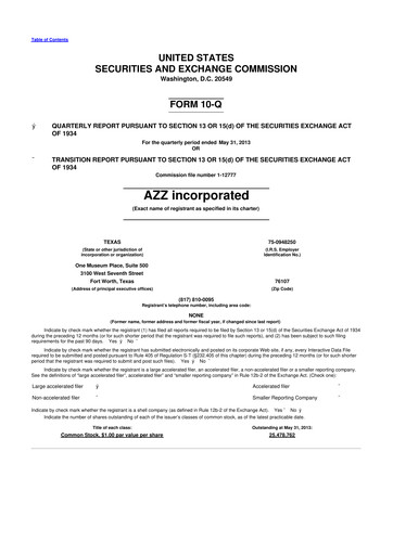 Thumbnail AZZ 10-Q Quarterly Report FY2014 