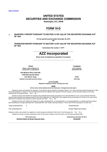 Thumbnail AZZ 10-Q Quarterly Report FY2014 