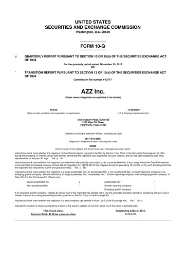 Thumbnail AZZ 10-Q Quarterly Report FY2018 