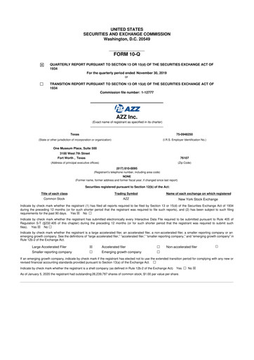 Thumbnail AZZ 10-Q Quarterly Report FY2020 