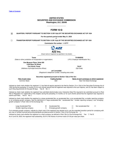 Thumbnail AZZ 10-Q Quarterly Report FY2024 