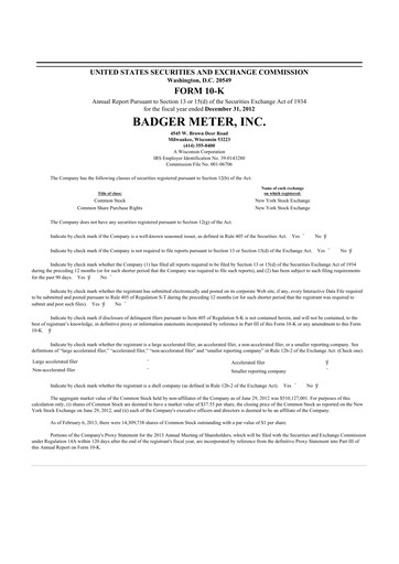 Thumbnail Badger Meter
 10-K Annual Report 2012