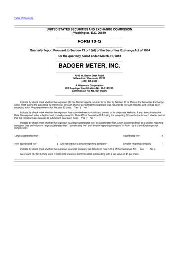 Thumbnail Badger Meter
 10-Q Quarterly Report FY2013 