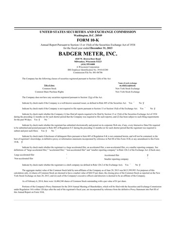 Thumbnail Badger Meter
 10-K Annual Report 2013