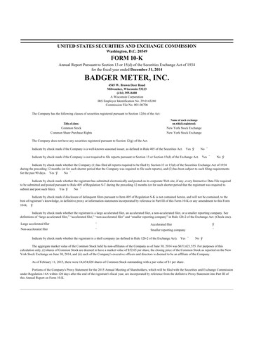 Thumbnail Badger Meter
 10-K Annual Report 2014