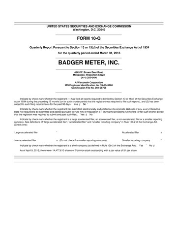 Thumbnail Badger Meter
 10-Q Quarterly Report FY2015 