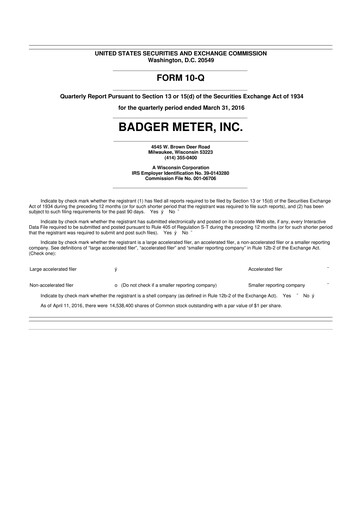 Thumbnail Badger Meter
 10-Q Quarterly Report FY2016 