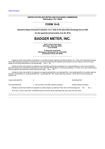 Thumbnail Badger Meter
 10-Q Quarterly Report FY2016 