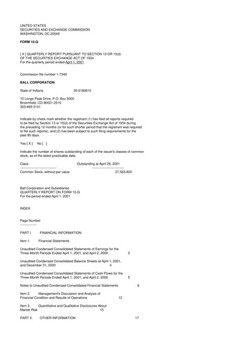 Vorschaubild Ball Corporation
 10-Q Quartalsbericht  