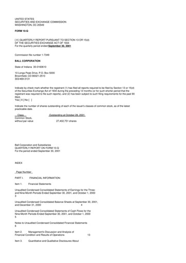 Vorschaubild Ball Corporation
 10-Q Quartalsbericht  