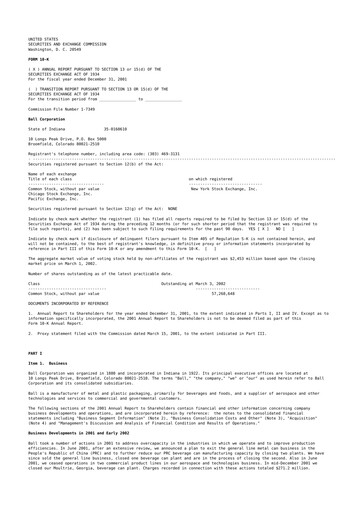 Thumbnail Ball Corporation
 10-K Annual Report 