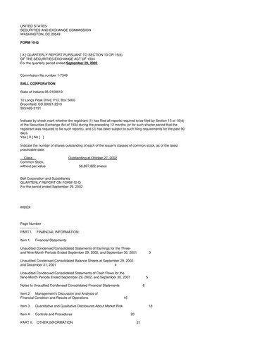 Vorschaubild Ball Corporation
 10-Q Quartalsbericht  