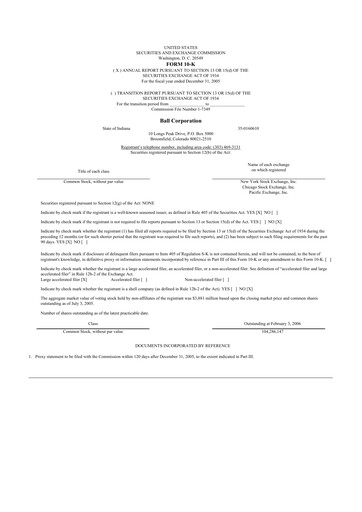 Thumbnail Ball Corporation
 10-K Annual Report 