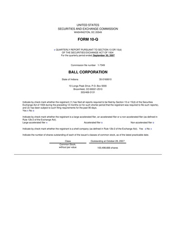 Vorschaubild Ball Corporation
 10-Q Quartalsbericht  