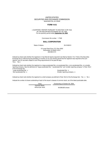 Vorschaubild Ball Corporation
 10-Q Quartalsbericht  