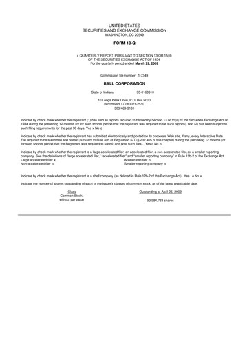 Vorschaubild Ball Corporation
 10-Q Quartalsbericht  