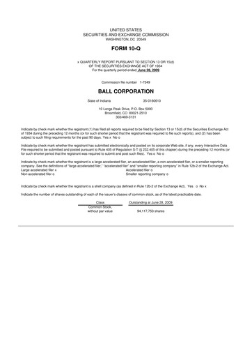 Vorschaubild Ball Corporation
 10-Q Quartalsbericht  