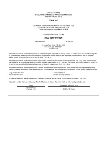 Vorschaubild Ball Corporation
 10-Q Quartalsbericht  