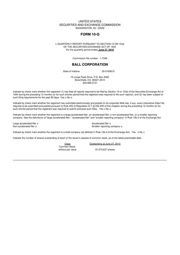 Vorschaubild Ball Corporation
 10-Q Quartalsbericht 2010 