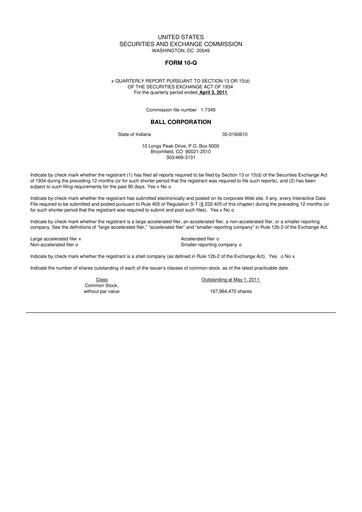 Vorschaubild Ball Corporation
 10-Q Quartalsbericht 2011 