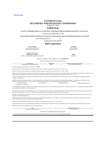 Thumbnail Ball Corporation
 10-K Annual Report 2022