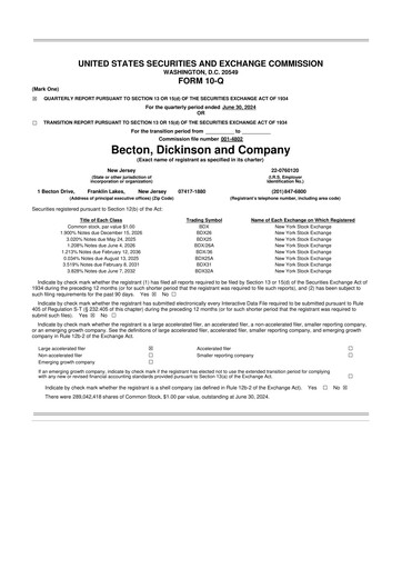 Thumbnail Becton Dickinson 10-Q Quarterly Report FY2024 