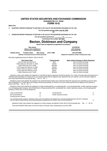 Thumbnail Becton Dickinson 10-Q Quarterly Report FY2025 