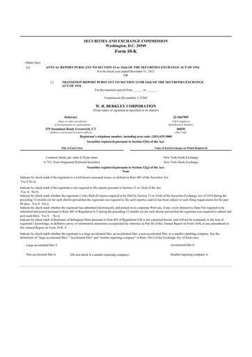 Miniature W. R. Berkley 10-K Rapport annuel 2011