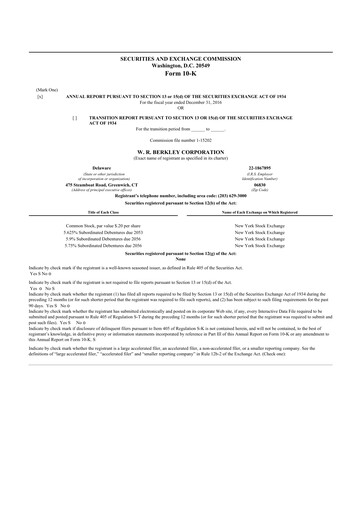 Miniature W. R. Berkley 10-K Rapport annuel 2015