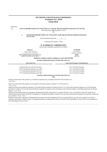 Miniature W. R. Berkley 10-K Rapport annuel 2017