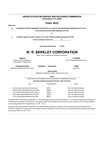 Vorschaubild W. R. Berkley 10-Q Quartalsbericht 2019 