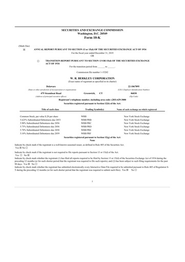 Miniature W. R. Berkley 10-K Rapport annuel 2019