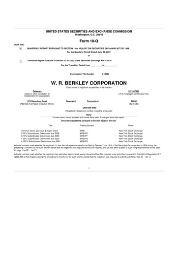 Vorschaubild W. R. Berkley 10-Q Quartalsbericht 2021 