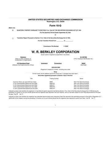 Vorschaubild W. R. Berkley 10-Q Quartalsbericht 2021 