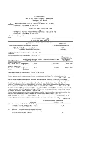 Thumbnail Bio-Rad Laboratories 10-K Annual Report 