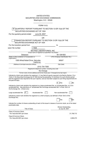 Miniature Bio-Rad Laboratories 10-Q Rapport trimestriel  