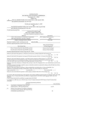 Thumbnail Bio-Rad Laboratories 10-K Annual Report 