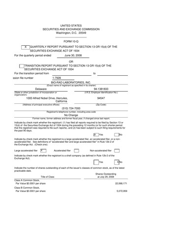 Miniature Bio-Rad Laboratories 10-Q Rapport trimestriel  