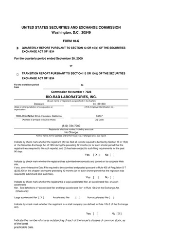 Miniature Bio-Rad Laboratories 10-Q Rapport trimestriel  