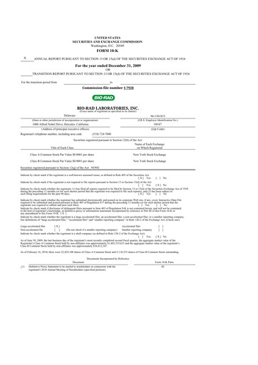 Thumbnail Bio-Rad Laboratories 10-K Annual Report 