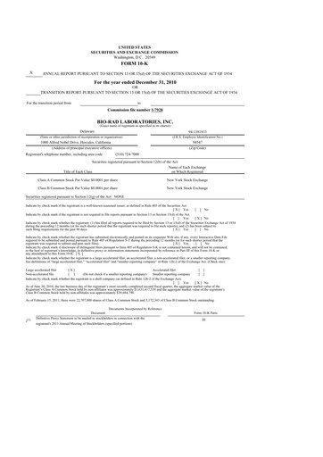 Thumbnail Bio-Rad Laboratories 10-K Annual Report 2010