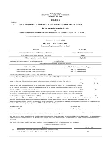 Thumbnail Bio-Rad Laboratories 10-K Annual Report 2012
