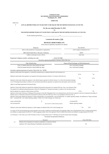 Thumbnail Bio-Rad Laboratories 10-K Annual Report 2014