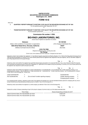 Miniature Bio-Rad Laboratories 10-Q Rapport trimestriel 2017 