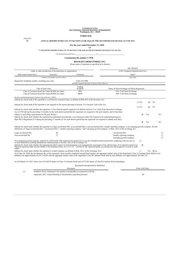 Thumbnail Bio-Rad Laboratories 10-K Annual Report 2020