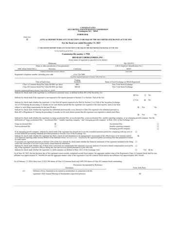 Thumbnail Bio-Rad Laboratories 10-K Annual Report 2023