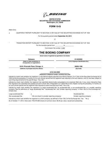 Miniature Boeing 10-Q Rapport trimestriel 2012 