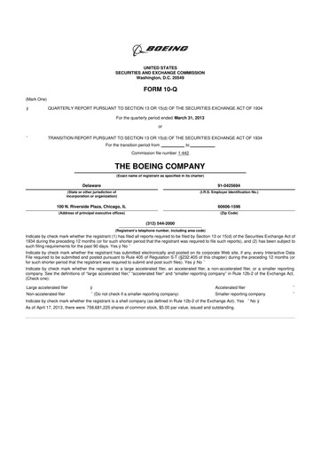 Miniature Boeing 10-Q Rapport trimestriel 2013 